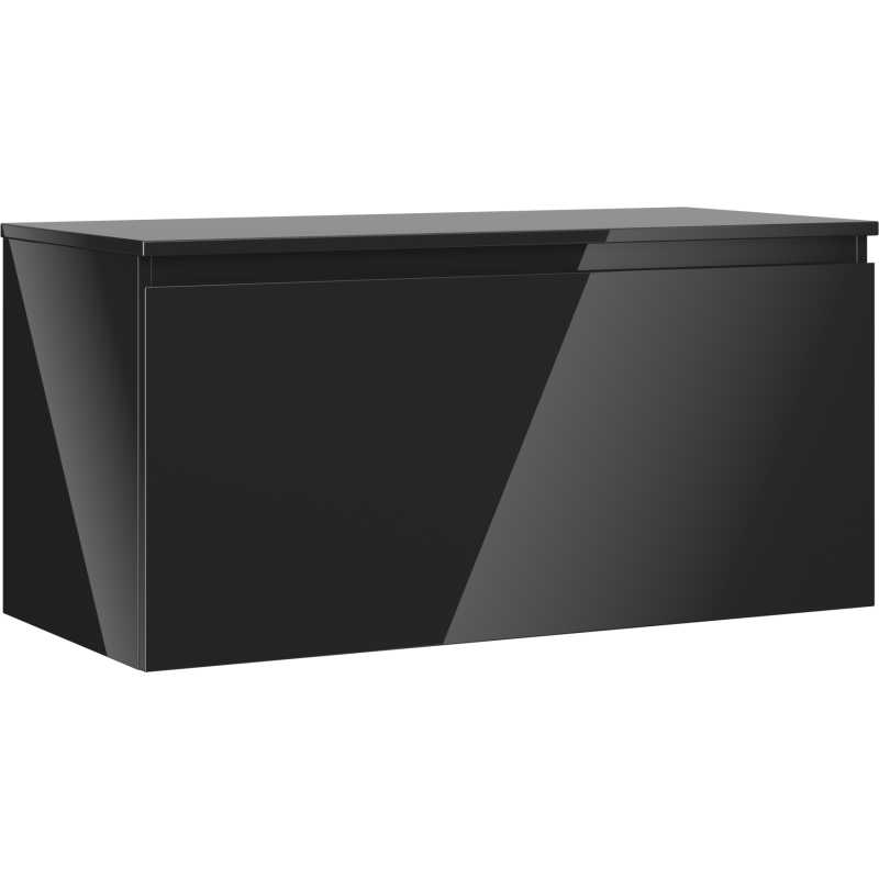 Mexen Orio bathroom cabinet for under sink 100 cm with countertop, 1 drawer, black gloss - 91A10-10047-1-BFC70