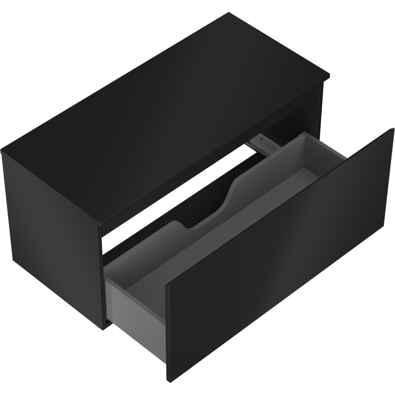 Mexen Orio 100 cm Under-Sink Bathroom Cabinet with Countertop, 1 Drawer, Matte Black - 91A10-10047-1-BFC71