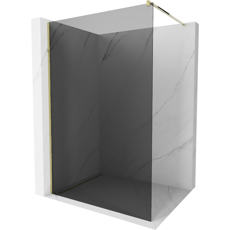 Mexen Kioto Walk-in Shower Wall 100 x 200 cm, Graphite 8 mm, Gold - 800-100-101-50-40