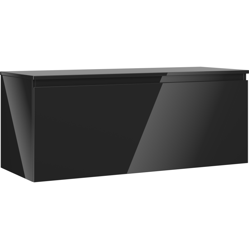 Mexen Orio bathroom cabinet for basin 120 cm with countertop, 1 drawer, black gloss - 91A10-12047-1-BFC70