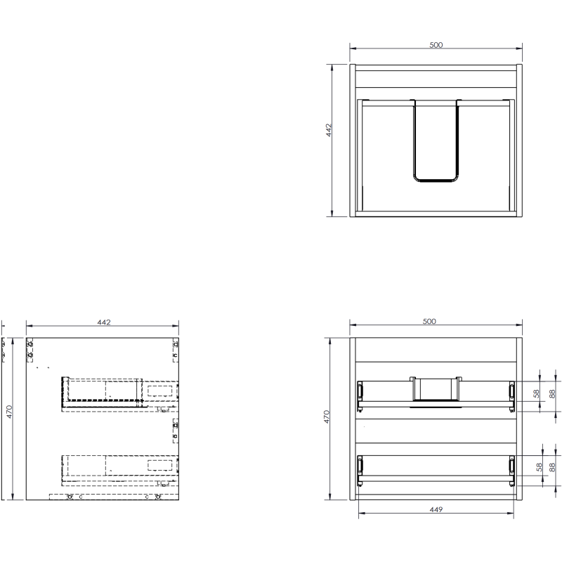 Mexen Orio bathroom cabinet under-sink 50 cm with countertop, 2 drawers, matte graphite - 91A10-05047-2-BFFC66