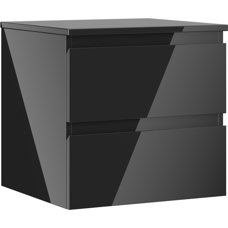 Mexen Orio bathroom cabinet under sink 50 cm with countertop, 2 drawers, black gloss - 91A10-05047-2-BFFC70