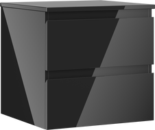 Mexen Orio bathroom cabinet under sink 50 cm with countertop, 2 drawers, black gloss - 91A10-05047-2-BFFC70