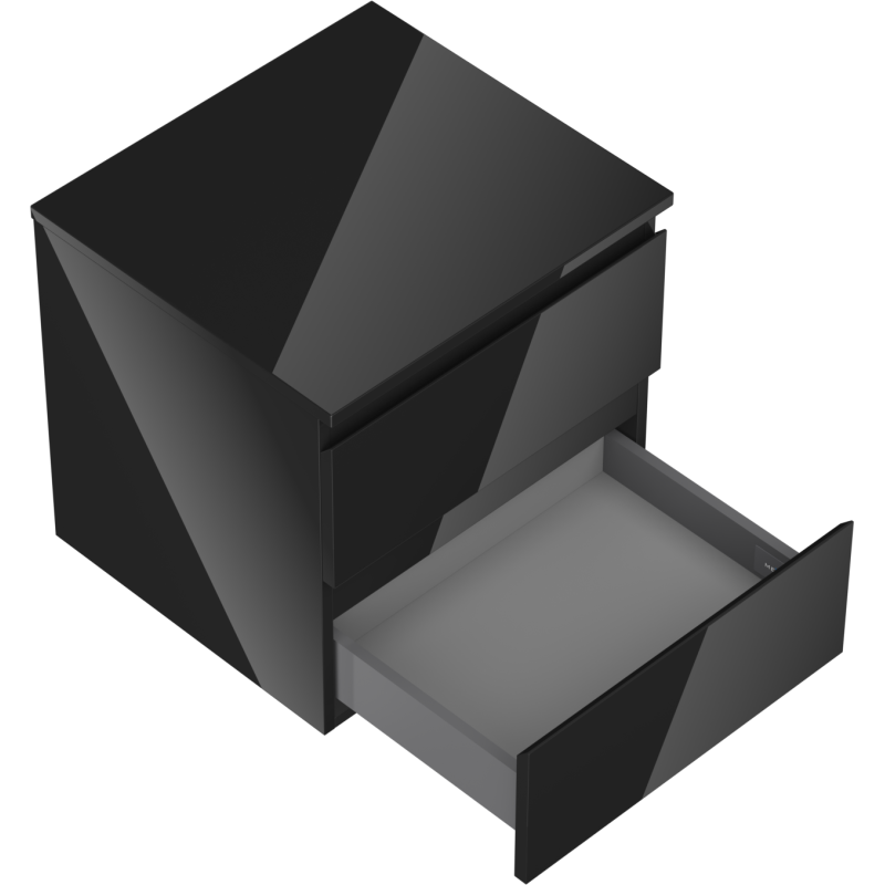 Mexen Orio 50 cm Vanity Unit with Countertop, 2 Drawers, Black Gloss - 91A10-05047-2-BFFC70