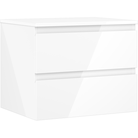 Mexen Orio 60 cm Under-Sink Bathroom Cabinet with Countertop, 2 Drawers, White Gloss - 91A10-06047-2-BFFC00