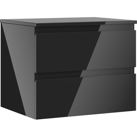 Mexen Orio bathroom cabinet under sink 60 cm with countertop, 2 drawers, black gloss - 91A10-06047-2-BFFC70