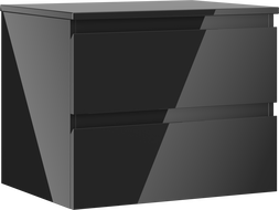 Mexen Orio bathroom cabinet under sink 60 cm with countertop, 2 drawers, black gloss - 91A10-06047-2-BFFC70