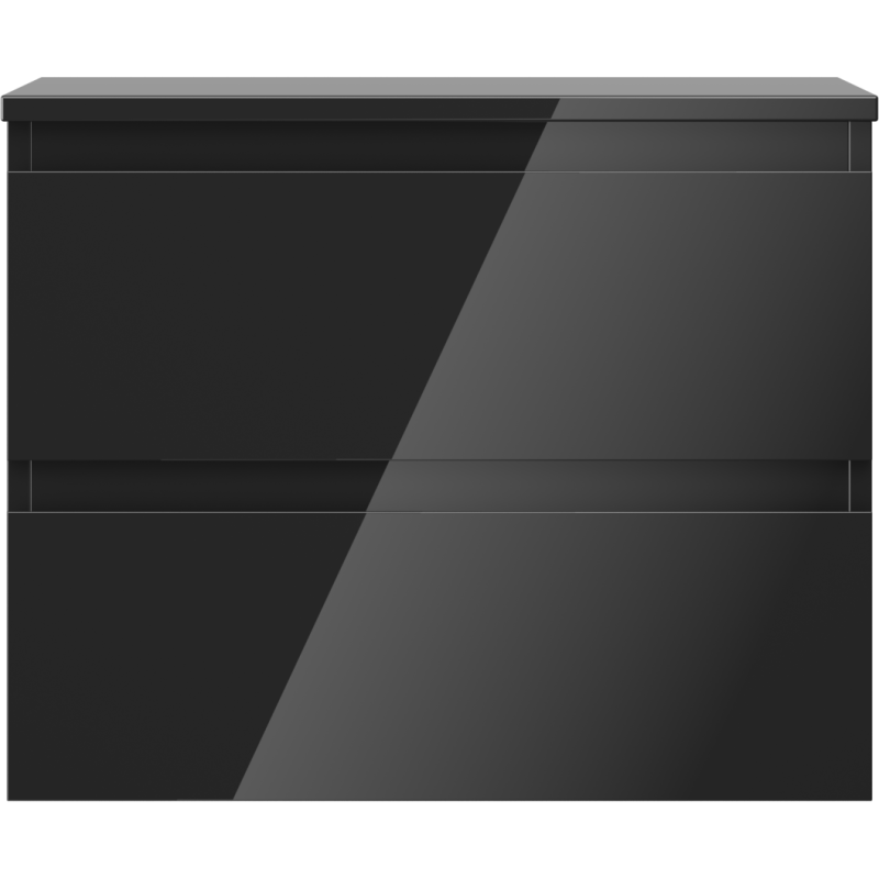 Mexen Orio bathroom cabinet under sink 60 cm with top, 2 drawers, black gloss - 91A10-06047-2-BFFC70