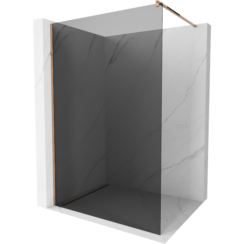 Mexen Kioto Walk-in Shower Screen 120 x 200 cm, Graphite 8 mm, Rose Gold - 800-120-101-60-40
