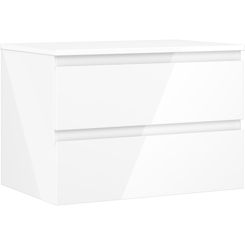 Mexen Orio bathroom cabinet under sink 70 cm with countertop, 2 drawers, white gloss - 91A10-07047-2-BFFC00