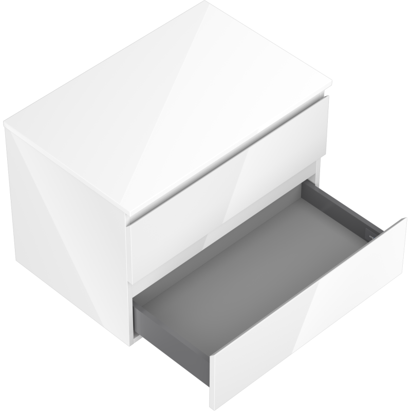 Mexen Orio bathroom cabinet for a washbasin 70 cm with countertop, 2 drawers, white gloss - 91A10-07047-2-BFFC00