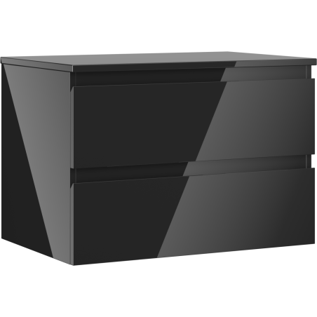 Mexen Orio bathroom cabinet under sink 70 cm with countertop, 2 drawers, black gloss - 91A10-07047-2-BFFC70
