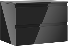 Mexen Orio 70 cm Bathroom Cabinet with Countertop, 2 Drawers, Black Gloss - 91A10-07047-2-BFFC70