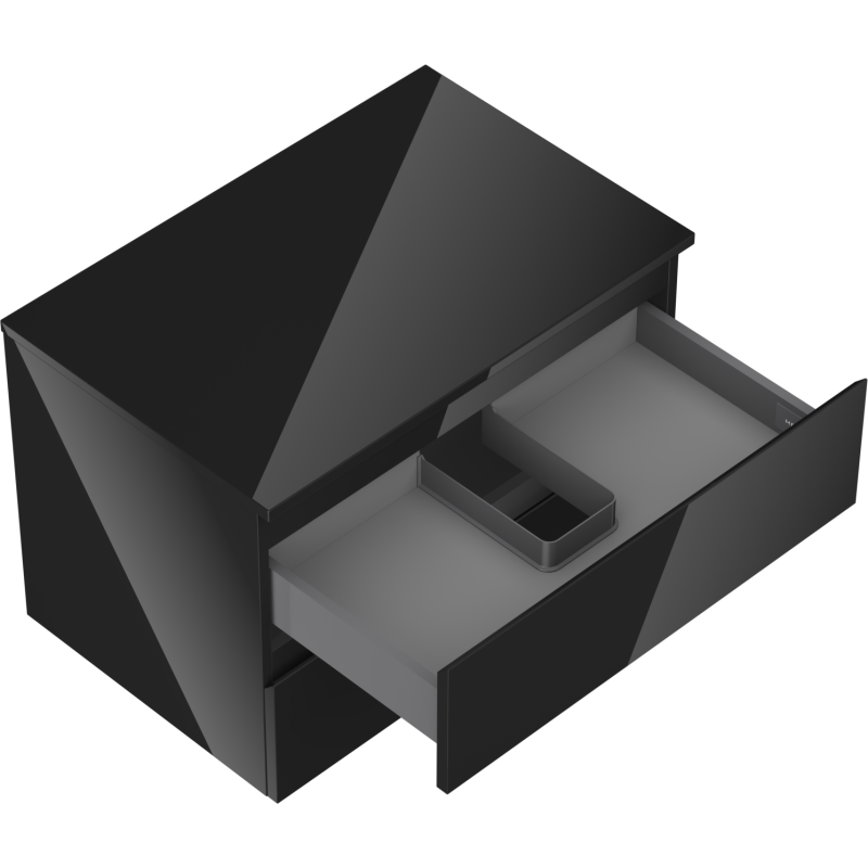 Mexen Orio 70 cm Bathroom Cabinet with Countertop, 2 Drawers, Black Gloss - 91A10-07047-2-BFFC70