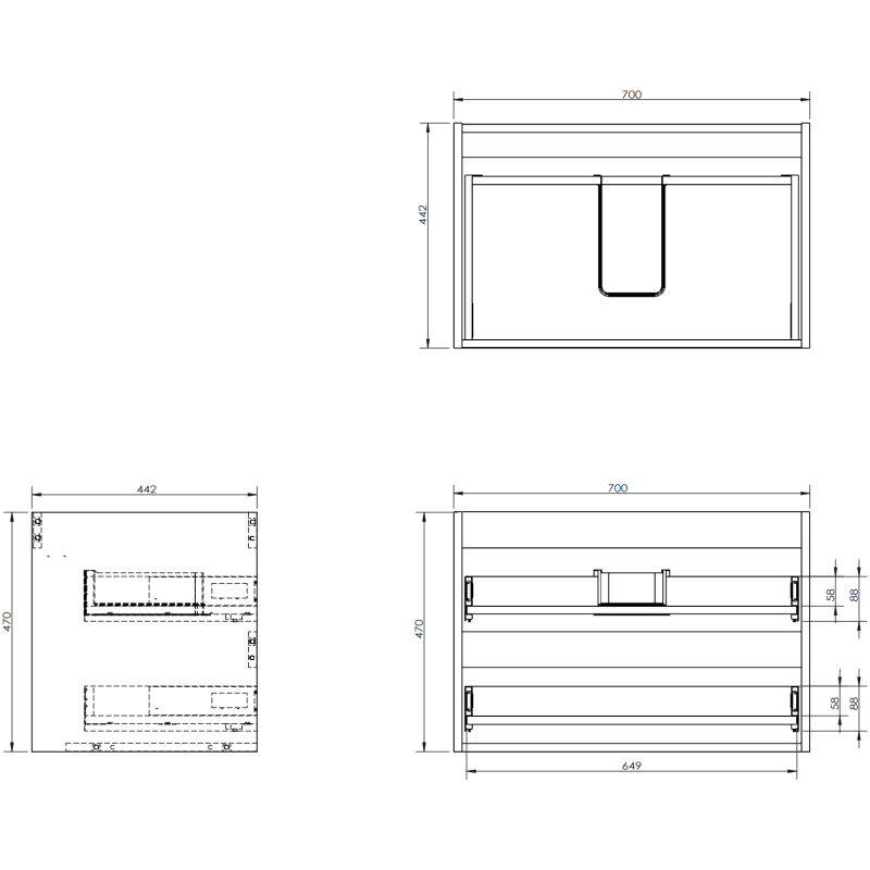 Mexen Orio bathroom cabinet under the sink 70 cm with countertop, 2 drawers, black matte - 91A10-07047-2-BFFC71