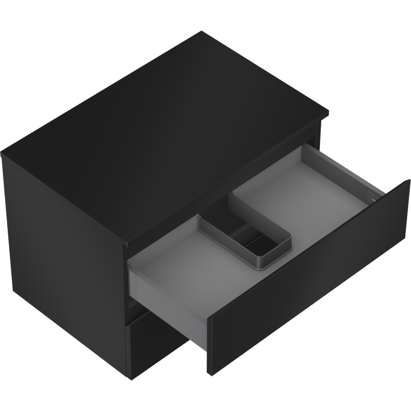 Mexen Orio bathroom cabinet under the sink 70 cm with countertop, 2 drawers, black matte - 91A10-07047-2-BFFC71