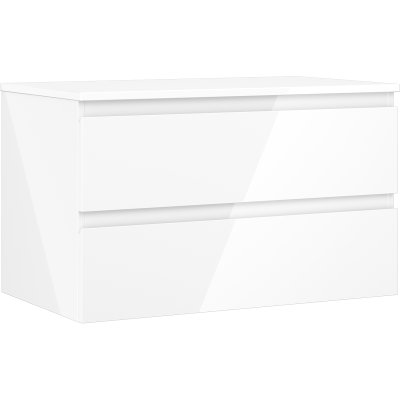 Mexen Orio 80 cm Bathroom Cabinet with Countertop, 2 Drawers, White Gloss - 91A10-08047-2-BFFC00