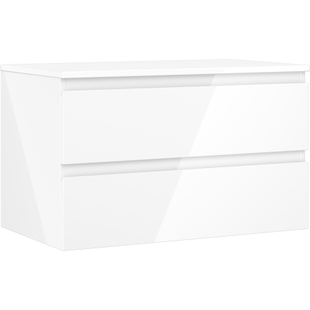 Mexen Orio 80 cm Bathroom Cabinet with Countertop, 2 Drawers, White Gloss - 91A10-08047-2-BFFC00