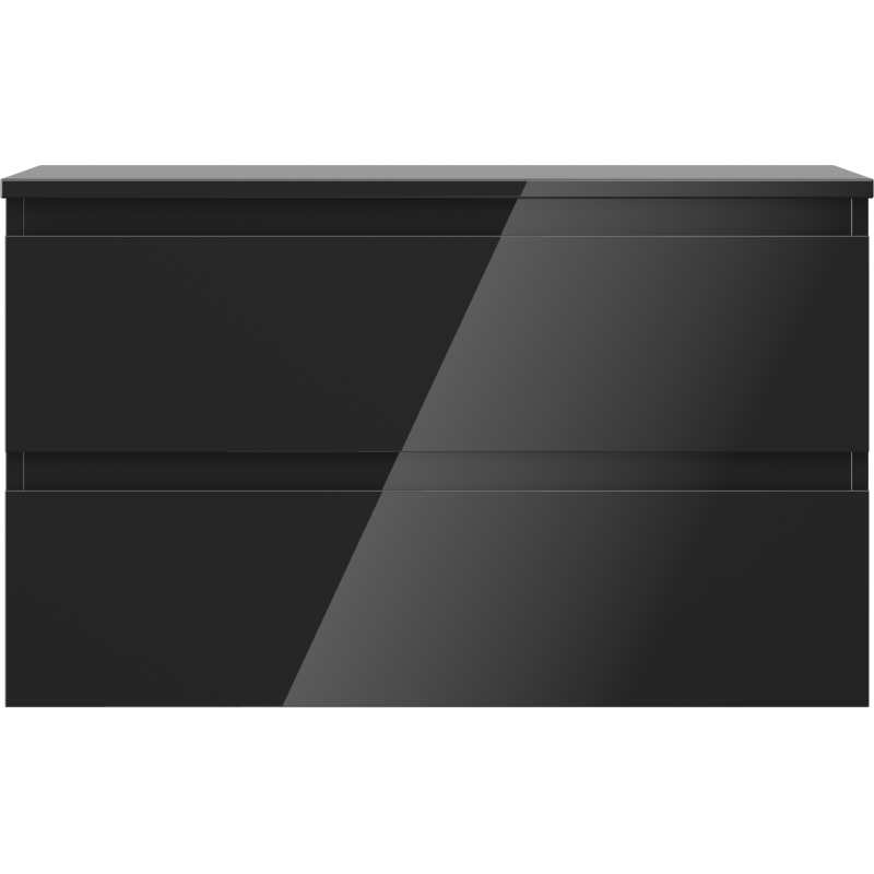 Mexen Orio bathroom cabinet under sink 80 cm with countertop, 2 drawers, black gloss - 91A10-08047-2-BFFC70
