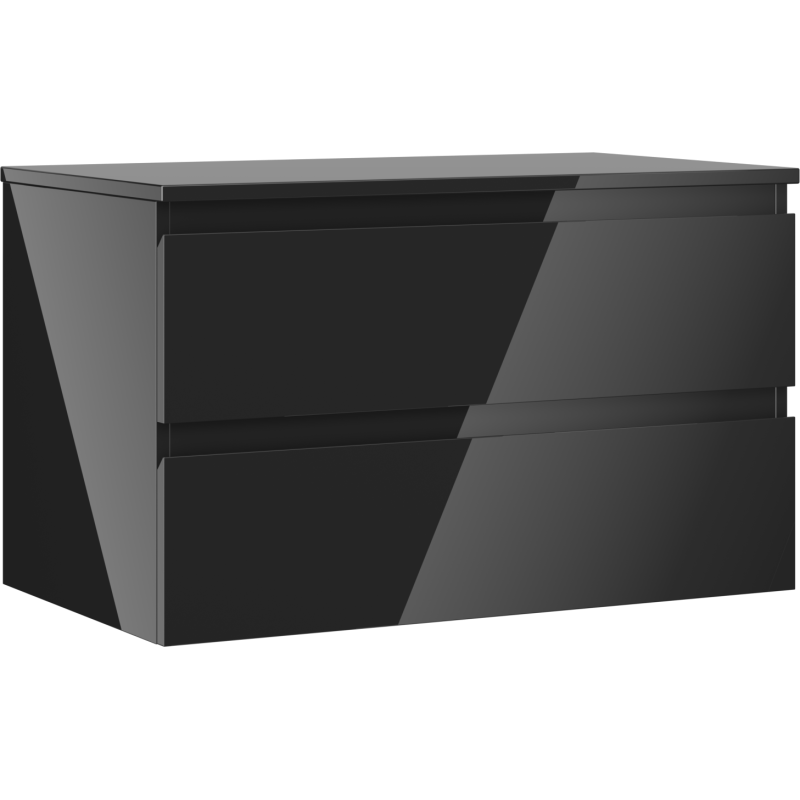 Mexen Orio bathroom cabinet for countertop 80 cm with countertop, 2 drawers, black gloss - 91A10-08047-2-BFFC70
