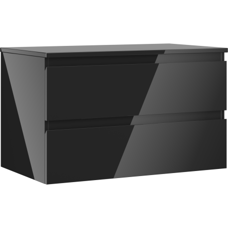 Mexen Orio bathroom cabinet under sink 80 cm with countertop, 2 drawers, black gloss - 91A10-08047-2-BFFC70