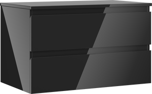 Mexen Orio bathroom cabinet under sink 80 cm with countertop, 2 drawers, black gloss - 91A10-08047-2-BFFC70