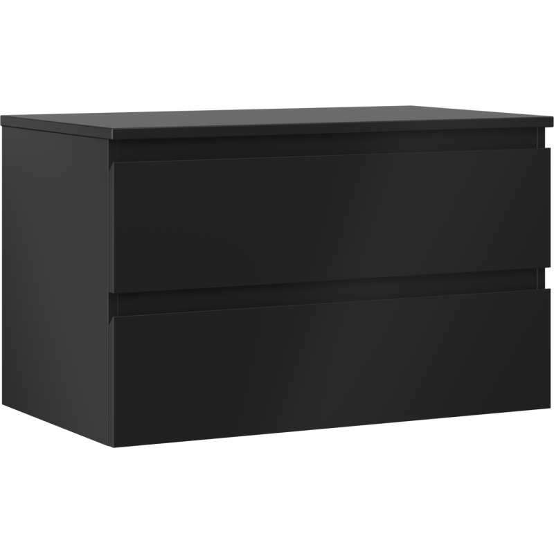 Mexen Orio bathroom cabinet with countertop 80 cm, 2 drawers, matte black - 91A10-08047-2-BFFC71