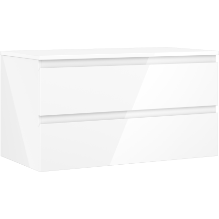 Mexen Orio bathroom cabinet under-sink 90 cm with countertop, 2 drawers, white gloss - 91A10-09047-2-BFFC00