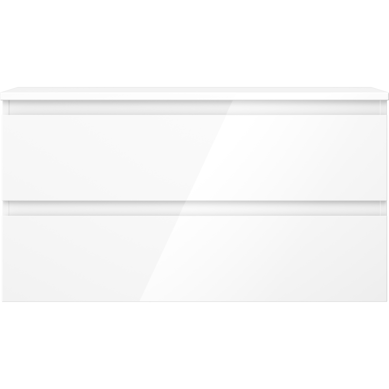 Mexen Orio 90 cm Bathroom Cabinet with Countertop, 2 Drawers, White Gloss - 91A10-09047-2-BFFC00