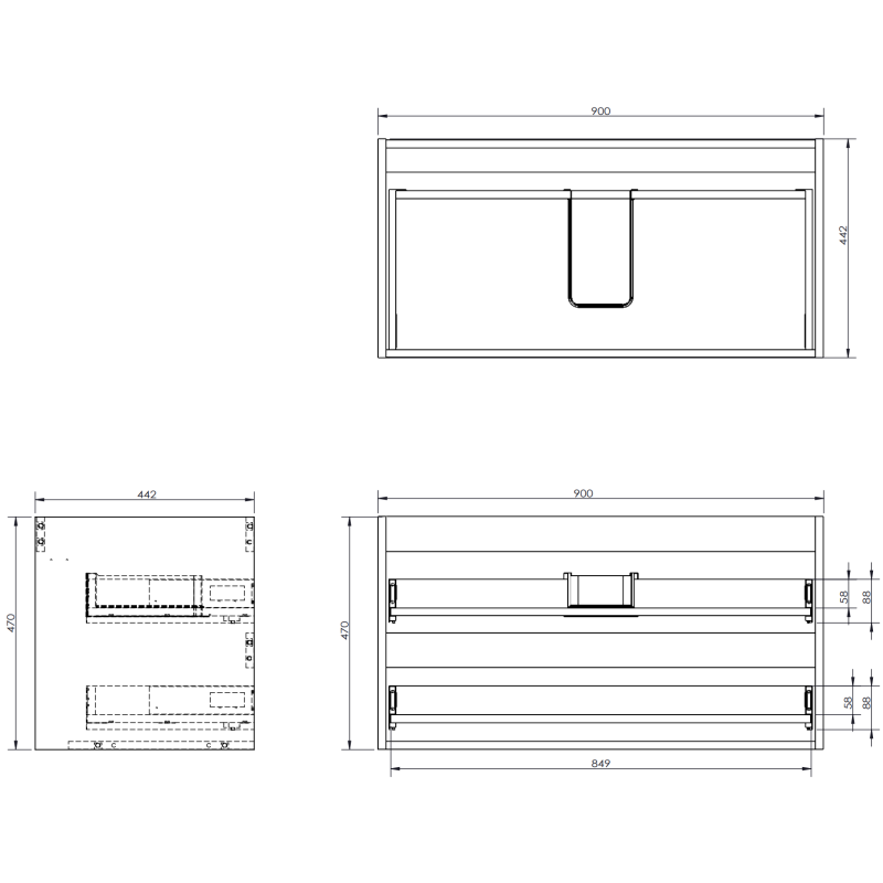 Mexen Orio bathroom cabinet 90 cm with countertop, 2 drawers, matt white - 91A10-09047-2-BFFC01