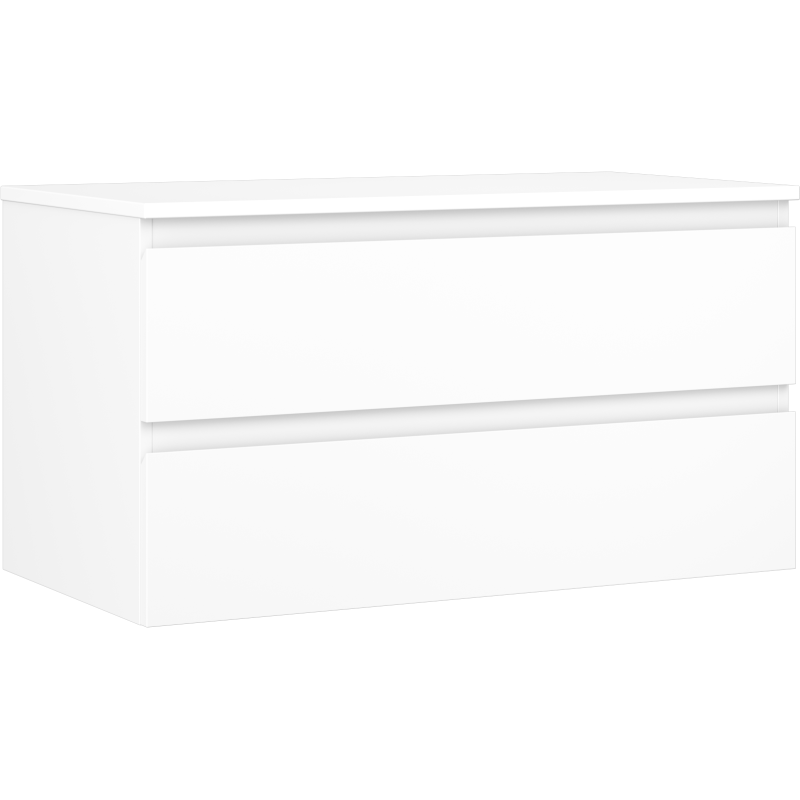 Mexen Orio bathroom vanity cabinet 90 cm with countertop, 2 drawers, white matte - 91A10-09047-2-BFFC01
