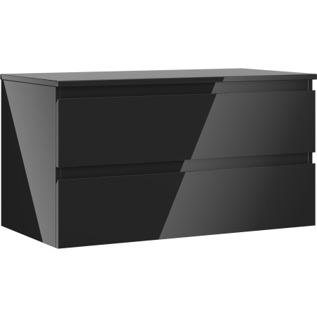 Mexen Orio bathroom cabinet for under-sink 90 cm with countertop, 2 drawers, black gloss - 91A10-09047-2-BFFC70
