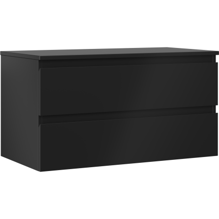 Mexen Orio bathroom vanity unit 90 cm with countertop, 2 drawers, black matte - 91A10-09047-2-BFFC71