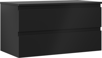 Mexen Orio bathroom vanity unit 90 cm with countertop, 2 drawers, black matte - 91A10-09047-2-BFFC71