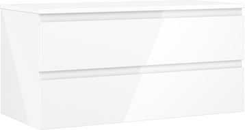 Mexen Orio bathroom cabinet under-sink 100 cm with countertop, 2 drawers, glossy white - 91A10-10047-2-BFFC00