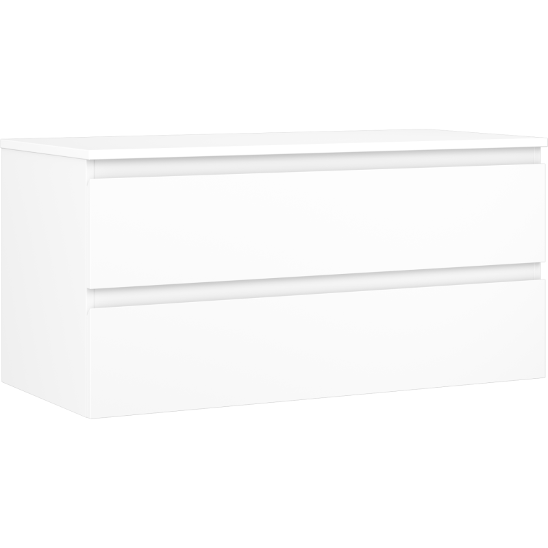 Mexen Orio 100 cm bathroom cabinet with countertop, 2 drawers, white matte - 91A10-10047-2-BFFC01