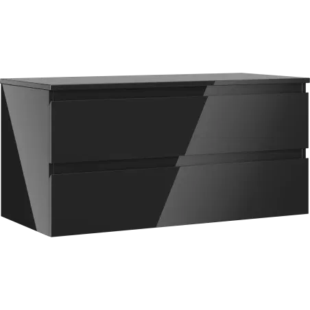 Mexen Orio bathroom cabinet for 100 cm countertop with top, 2 drawers, black gloss - 91A10-10047-2-BFFC70