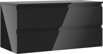 Mexen Orio bathroom vanity cabinet 100 cm with countertop, 2 drawers, black gloss - 91A10-10047-2-BFFC70