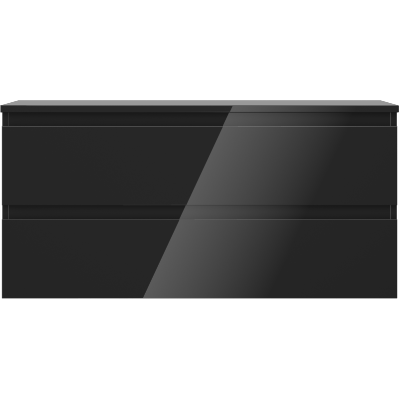 Mexen Orio bathroom cabinet for 100 cm countertop with top, 2 drawers, black gloss - 91A10-10047-2-BFFC70