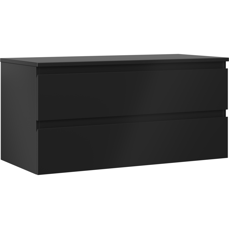 Mexen Orio bathroom cabinet under sink 100 cm with countertop, 2 drawers, matte black - 91A10-10047-2-BFFC71