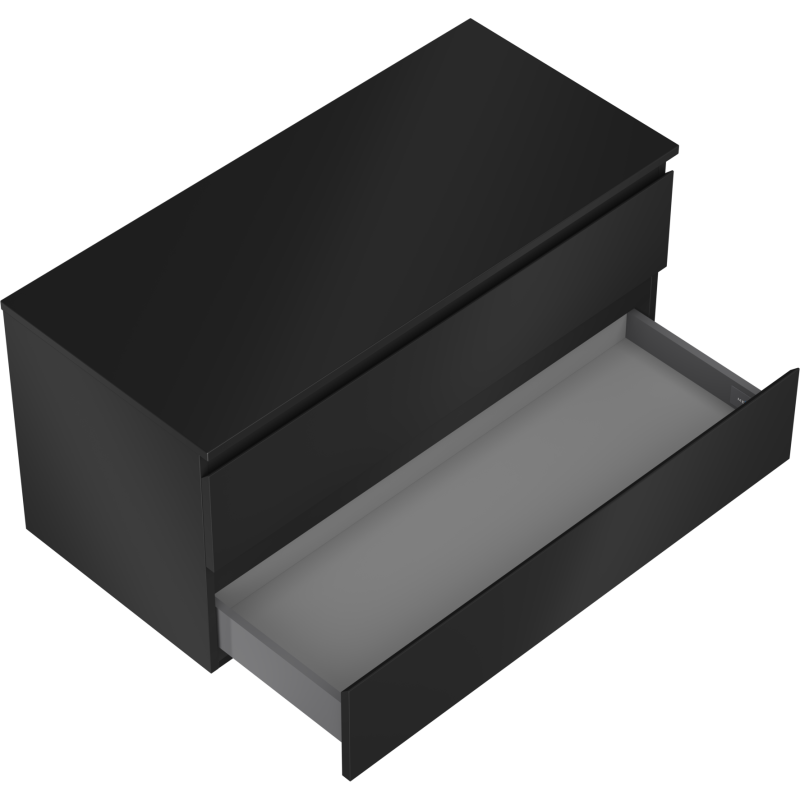 Mexen Orio Bathroom Cabinet Under Sink 100 cm with Countertop, 2 Drawers, Matte Black - 91A10-10047-2-BFFC71