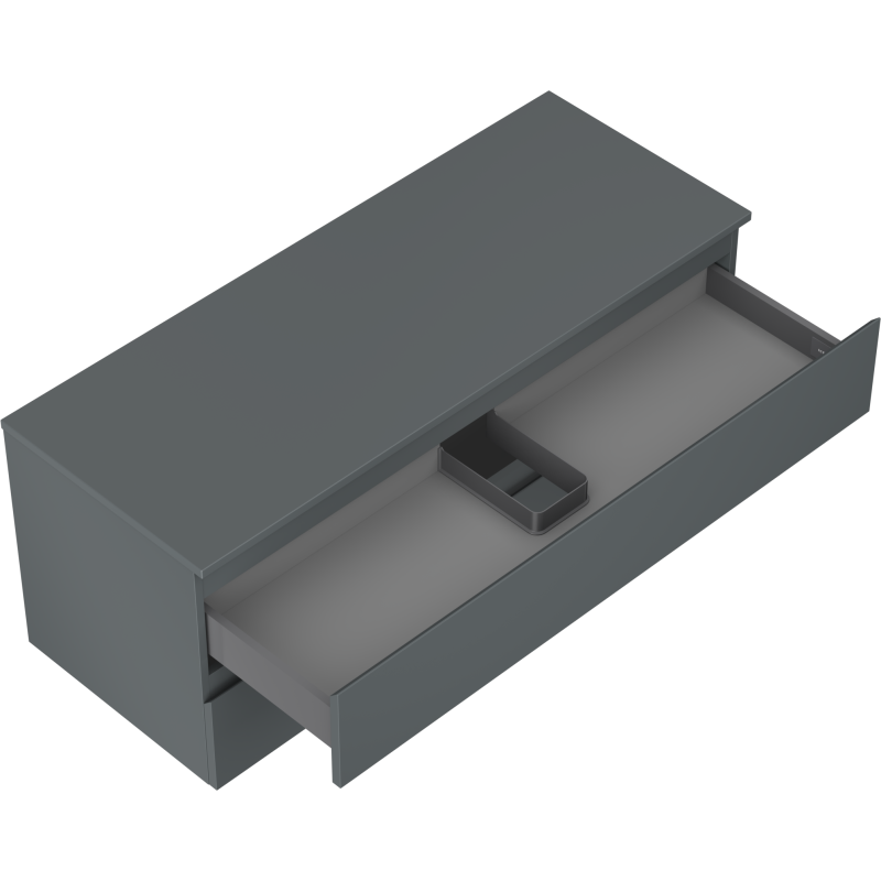 Mexen Orio 120 cm Bathroom Cabinet with Countertop, 2 Drawers, Matte Graphite - 91A10-12047-2-BFFC66
