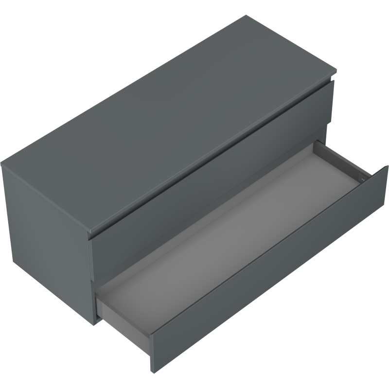 Mexen Orio 120 cm Bathroom Cabinet with Countertop, 2 Drawers, Matte Graphite - 91A10-12047-2-BFFC66