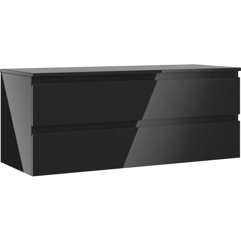 Mexen Orio bathroom cabinet for washbasin 120 cm with countertop, 2 drawers, black gloss - 91A10-12047-2-BFFC70