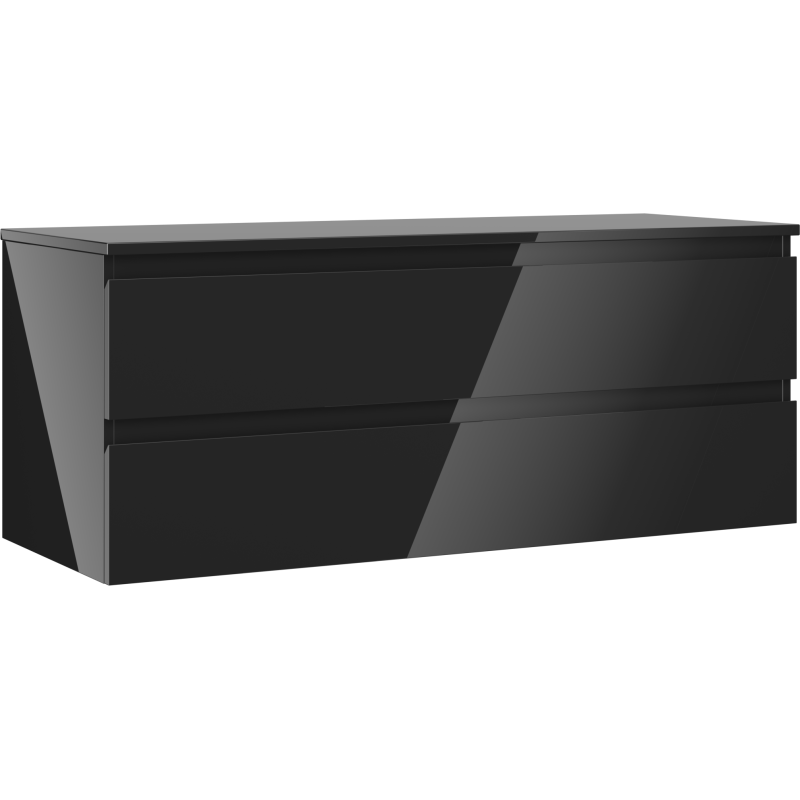 Mexen Orio bathroom cabinet under sink 120 cm with countertop, 2 drawers, black gloss - 91A10-12047-2-BFFC70