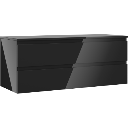 Mexen Orio bathroom cabinet under sink 120 cm with countertop, 2 drawers, black gloss - 91A10-12047-2-BFFC70