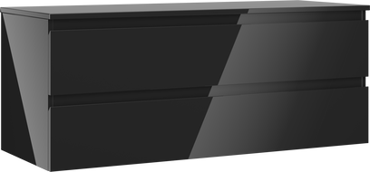 Mexen Orio bathroom cabinet under sink 120 cm with countertop, 2 drawers, black gloss - 91A10-12047-2-BFFC70