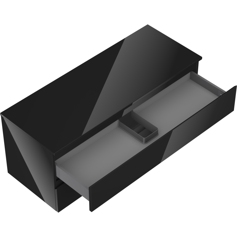 Mexen Orio bathroom cabinet for washbasin 120 cm with countertop, 2 drawers, black gloss - 91A10-12047-2-BFFC70