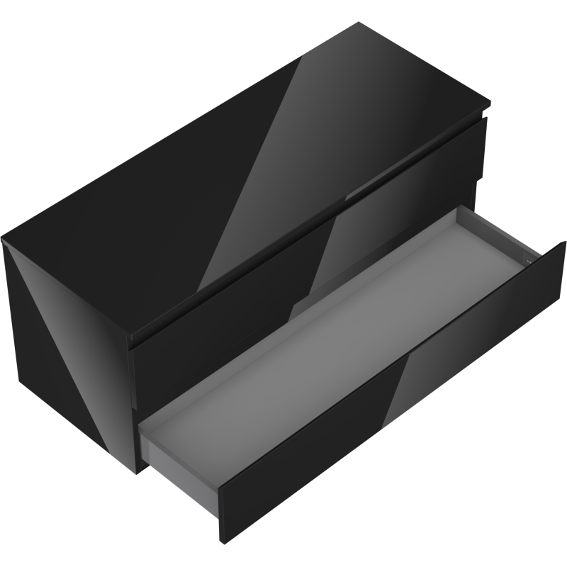 Mexen Orio bathroom cabinet for washbasin 120 cm with countertop, 2 drawers, black gloss - 91A10-12047-2-BFFC70