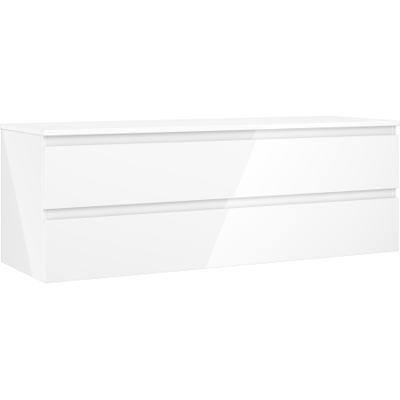 Mexen Orio bathroom cabinet under sink 140 cm with countertop, 2 drawers, white gloss - 91A10-14047-2-BFFC00